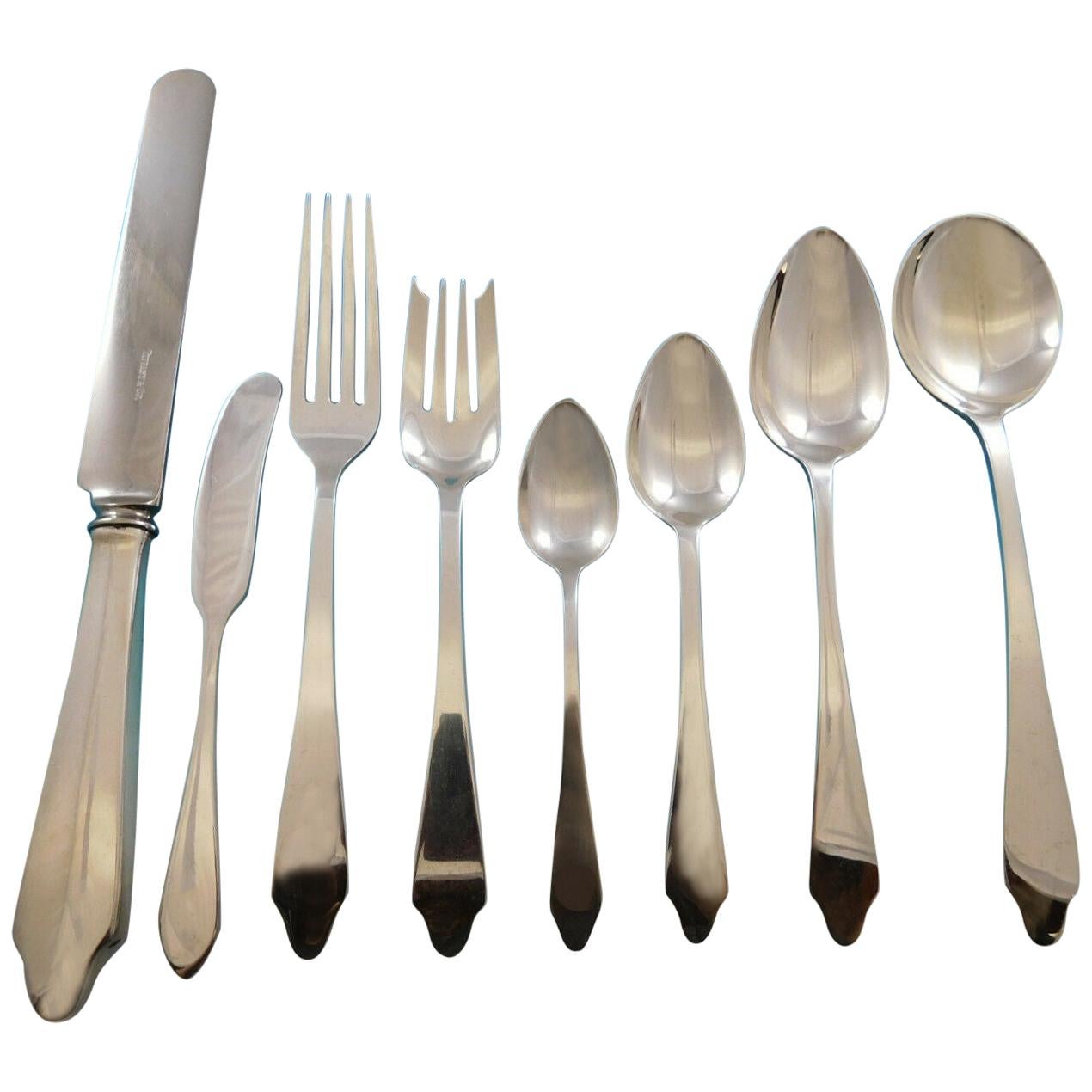 Hampton by Tiffany and Co, Sterling Silver Flatware Dinner Set 12