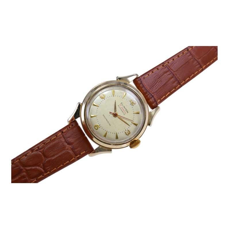 Clinton Gold Filled Art Deco Automatic Watch with Original Dial, circa 1940s For Sale 1