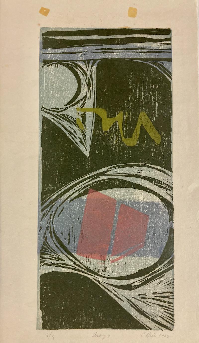 Clinton Hill, Arroyo, 1962, xilografía, paisaje/abstracción en venta 3