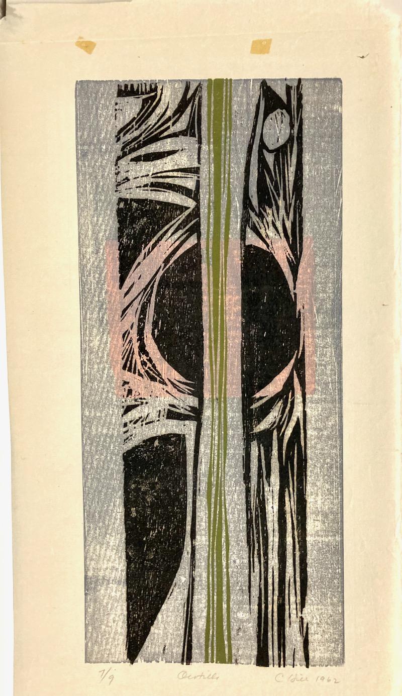 Clinton Hill, Ocotillo (Cactus), 1962, xilografía, paisaje/abstracción en venta 1