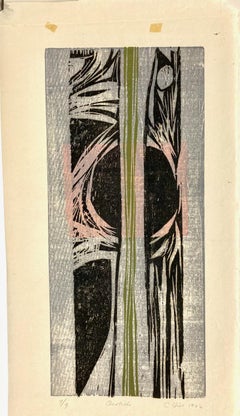 Clinton Hill, Ocotillo (Cactus), 1962, woodcut, landscape/abstraction