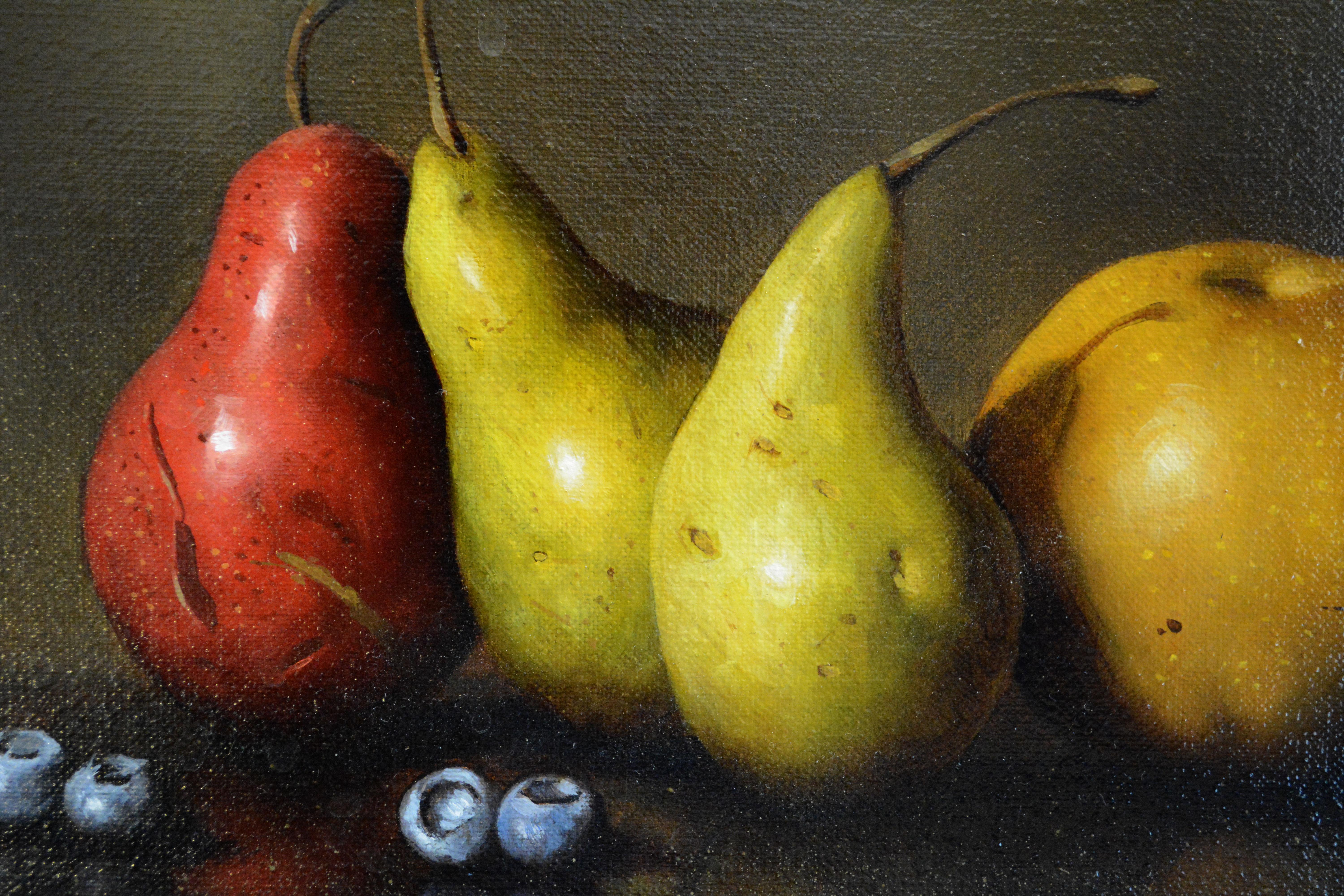  Nature morte avec fruits  - Grande peinture contemporaine encadre - Réalisme Painting par Clinton Hobart