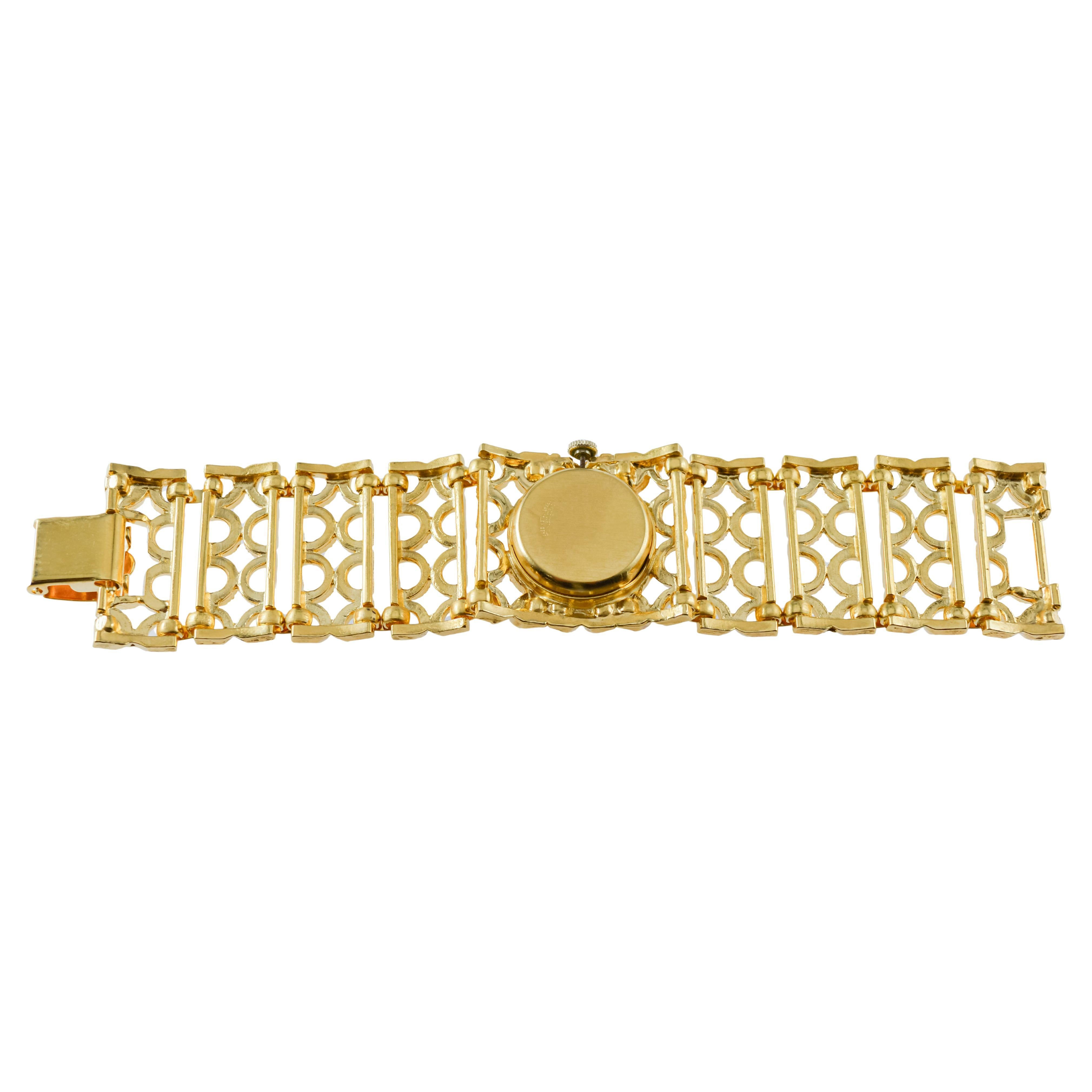 Clinton Ladies Unique Gold Plated Fashion Watch with Original Multi Faceted Lens For Sale 9
