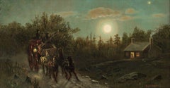 Carriage by Moonlight, Clinton Loveridge (1824-1915, American)