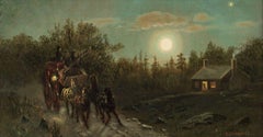 Carriage by Moonlight, Clinton Loveridge (1824-1915, American) 