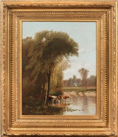 Idyllic Landscape with Cows by Clinton Loveridge (1824-1915, American)