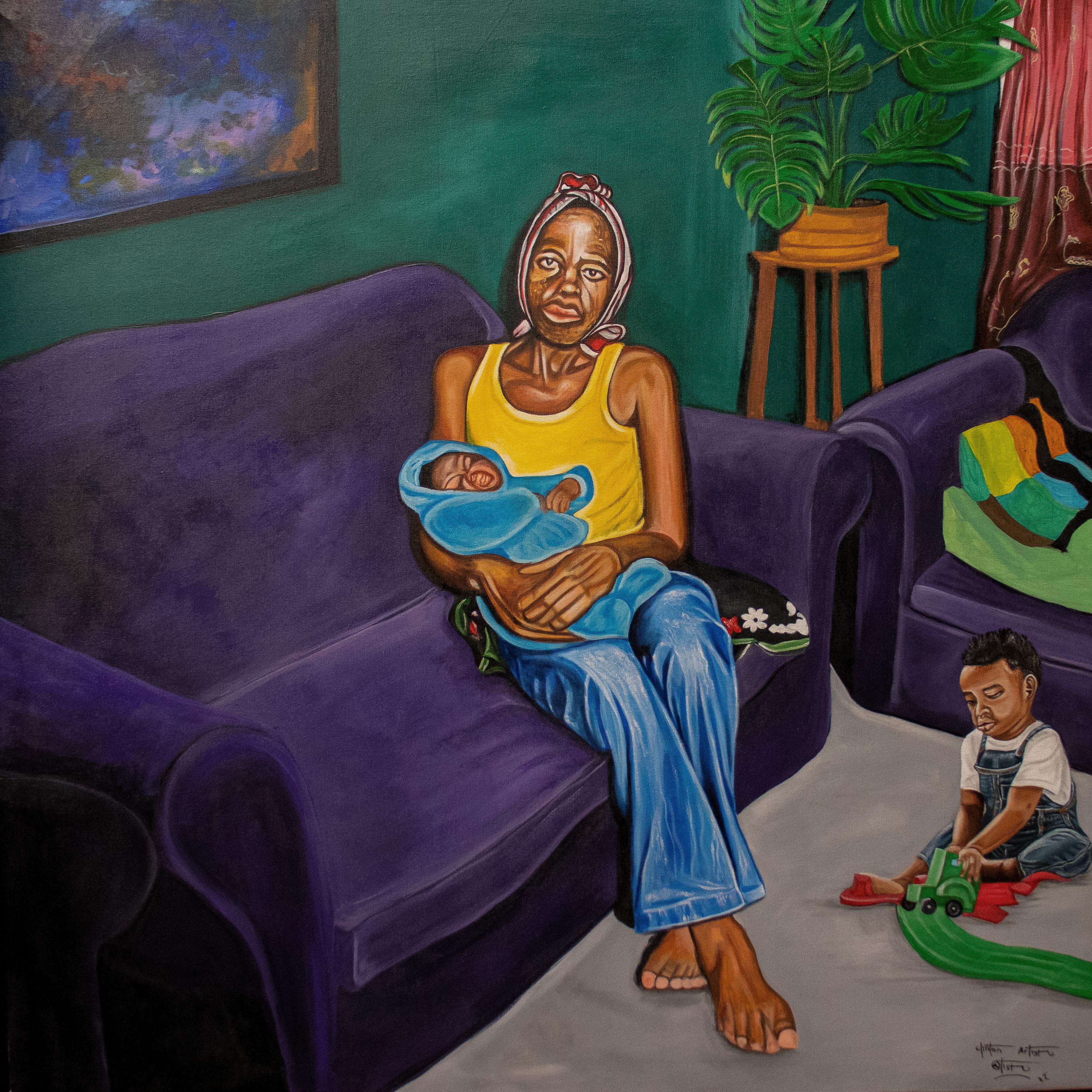 Clinton Odhiambo Portrait Painting - Baby Sitter
