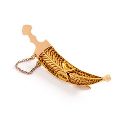 Clip Brooch Oriental Saber Yellow Gold