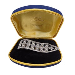 Clip brooch, vintage, Czechoslovakian, cubic zirconia on silver-plated metal