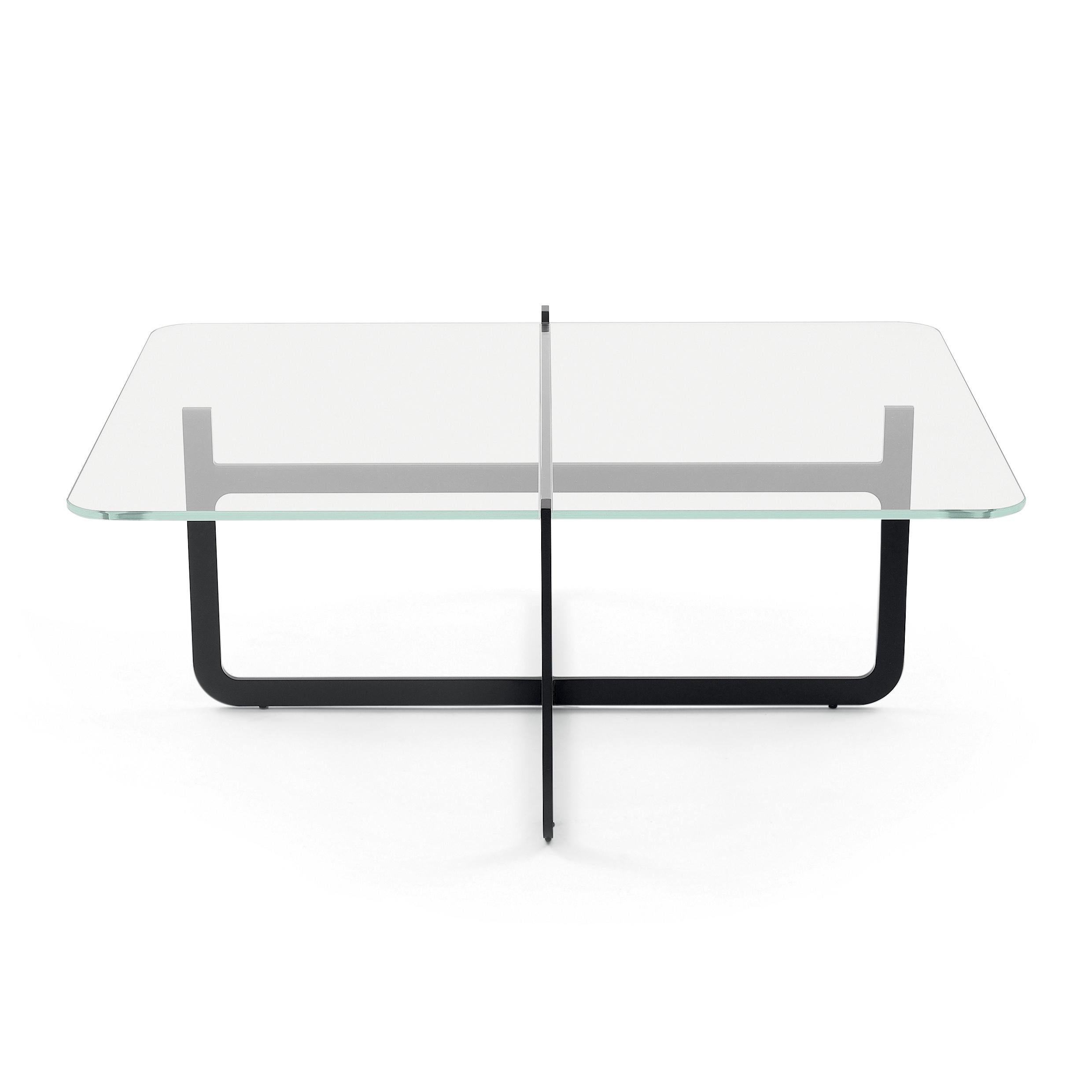 Contemporary Clip Coffee Table High, Welded Lacquered Metal and Glass by Nendo For Sale