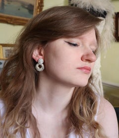 Boucles d'oreilles Clips en or jaune 18 carats et serti de diamants 6 carats de diamants