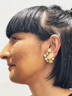 Clip-on earring from Schiaparelli Italy, multicolor and vari cut stones, 1950s