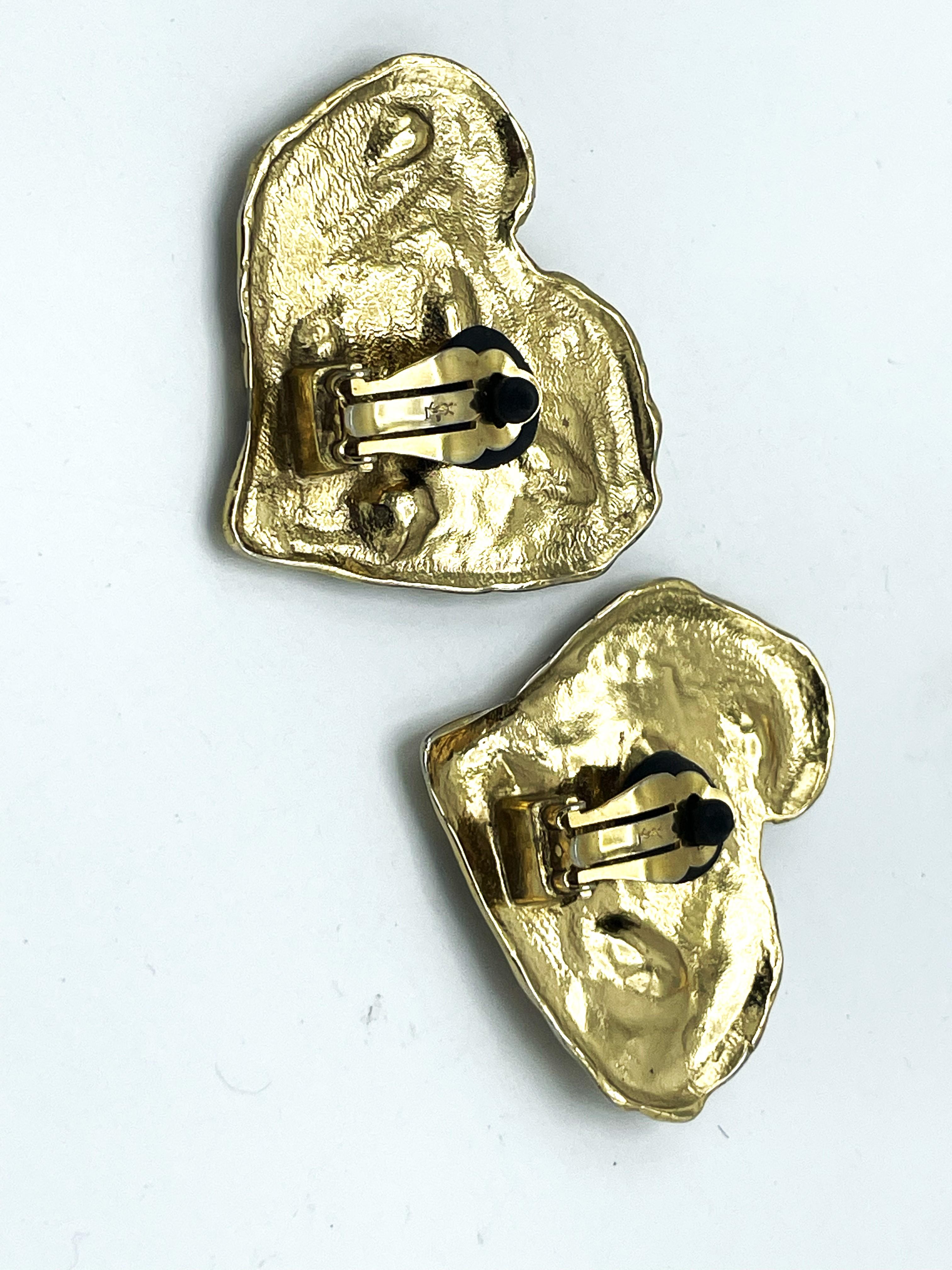 Clip-on earring, Yves Saint Laurent large heart with clear rhinestones, 1980s For Sale 3