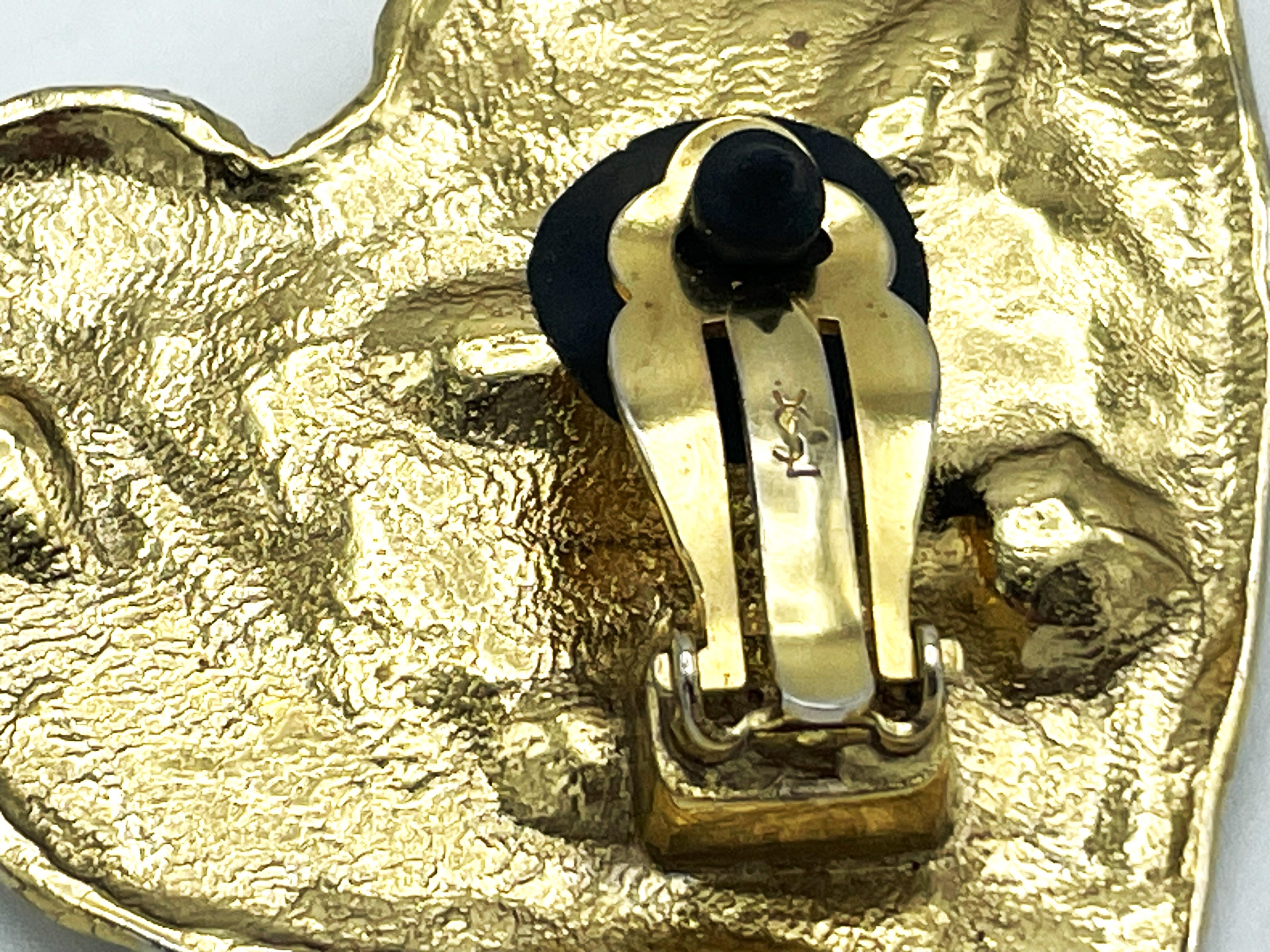 Women's Clip-on earring, Yves Saint Laurent large heart with clear rhinestones, 1980s For Sale