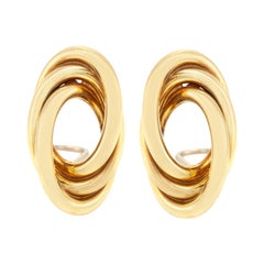 Vintage Clip-On Earrings Circle Inside Circle 18 Karat Gold