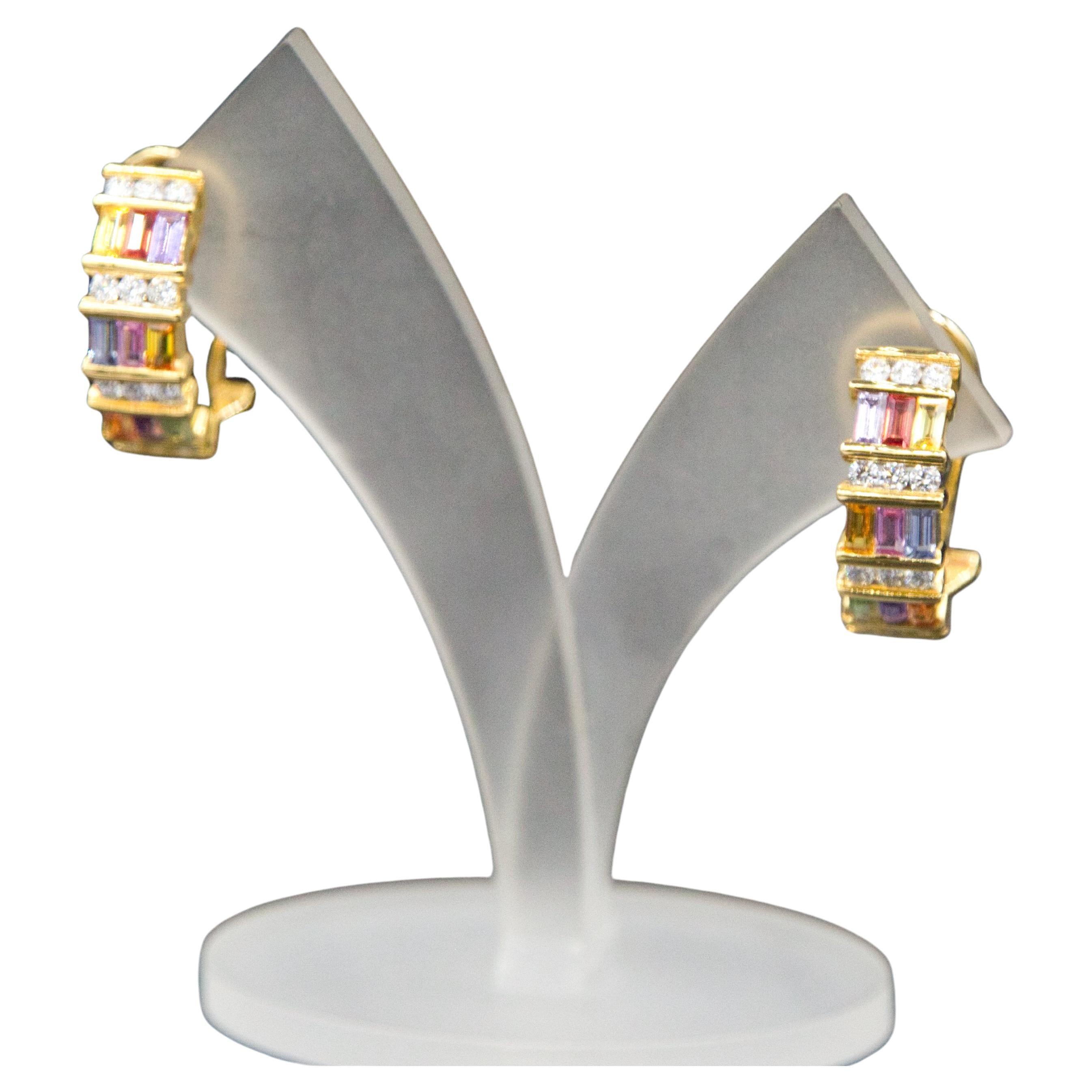 Clip on earrings  diamonds fancy sapphire