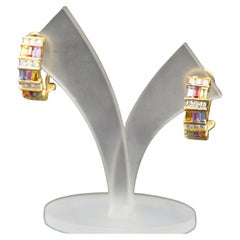 Clip on earrings  diamonds fancy sapphire