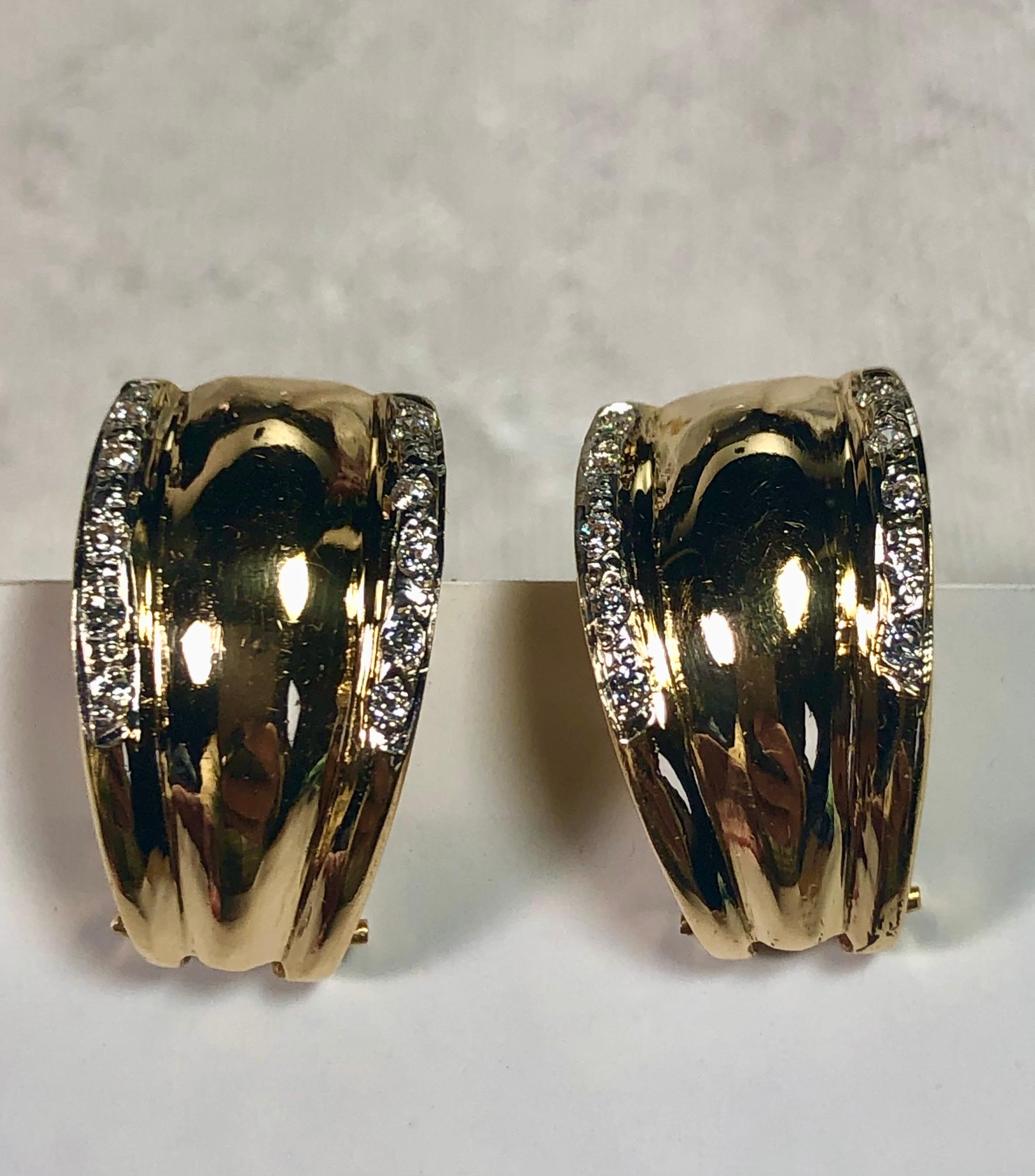 Clip-On Earrings in 18 Karat Yellow Gold and Diamond For Sale 4