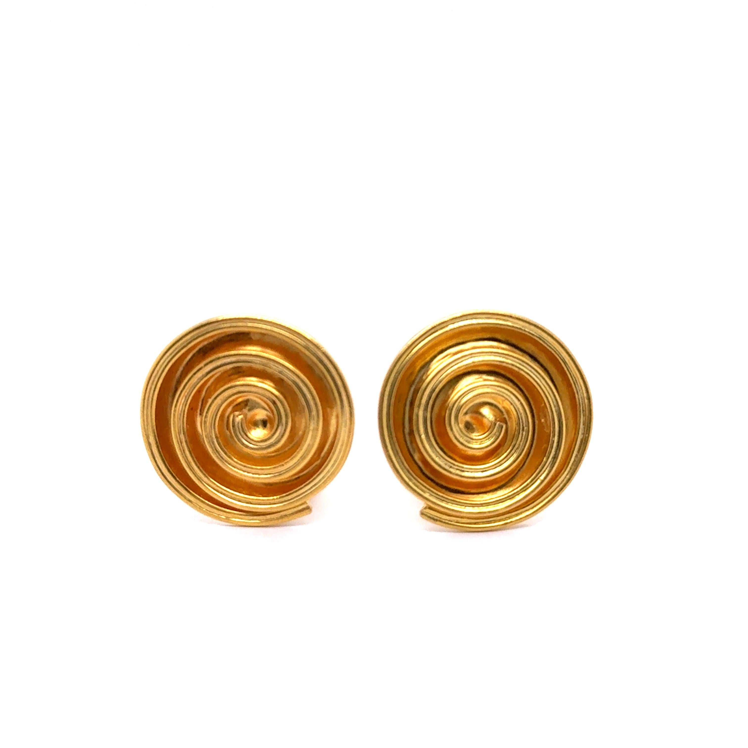 Modern Clip-on Earrings in 21  Karat Gold by Ilias Lalaounis For Sale