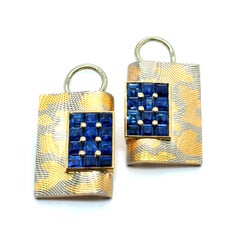 Clip-on Earrings with Blue Sapphires in 18 Karat Yellow Gold