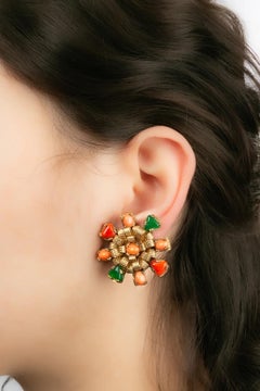 Clip-on Earrings with Colorful Cabochons