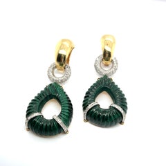 Clip-on Earrings with Malachite & Diamonds in 18 Karat Gold