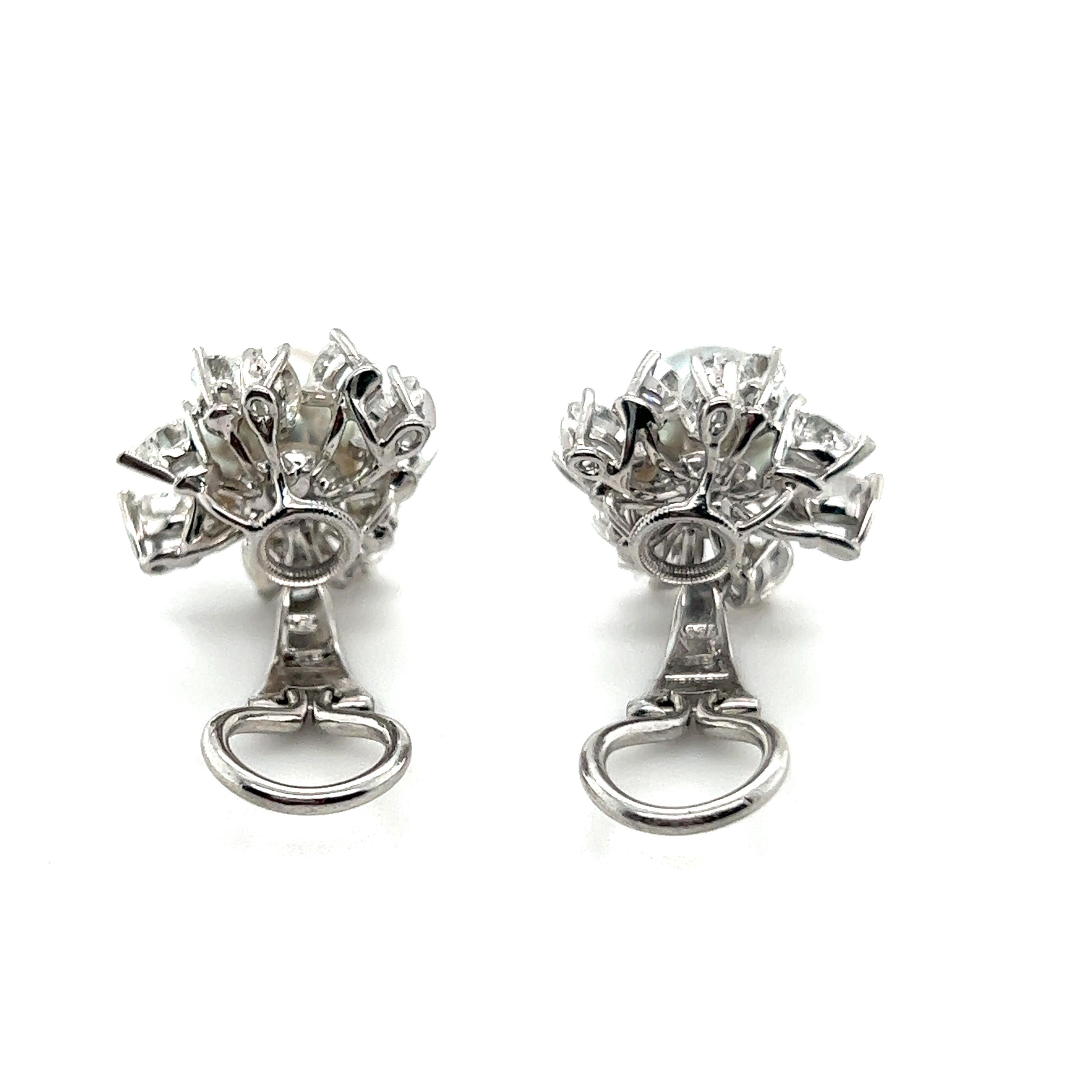 Clip-on Earrings with Pearls and Diamonds in 18 Karat White Gold by Meister 5