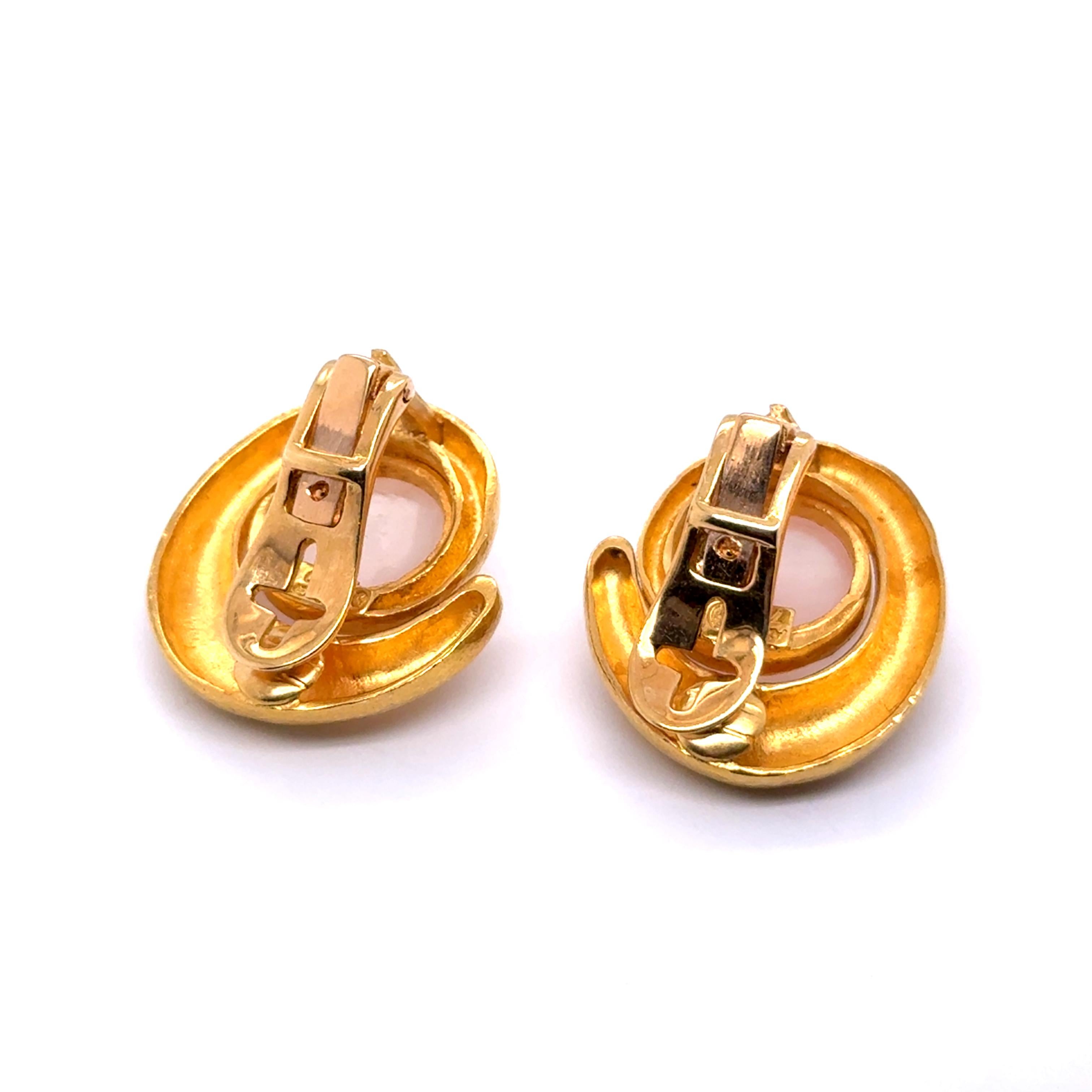 Clip-on Earrings with Rose Quartz in 18 Karat Yellow Gold by Ilias Lalaounis For Sale 5
