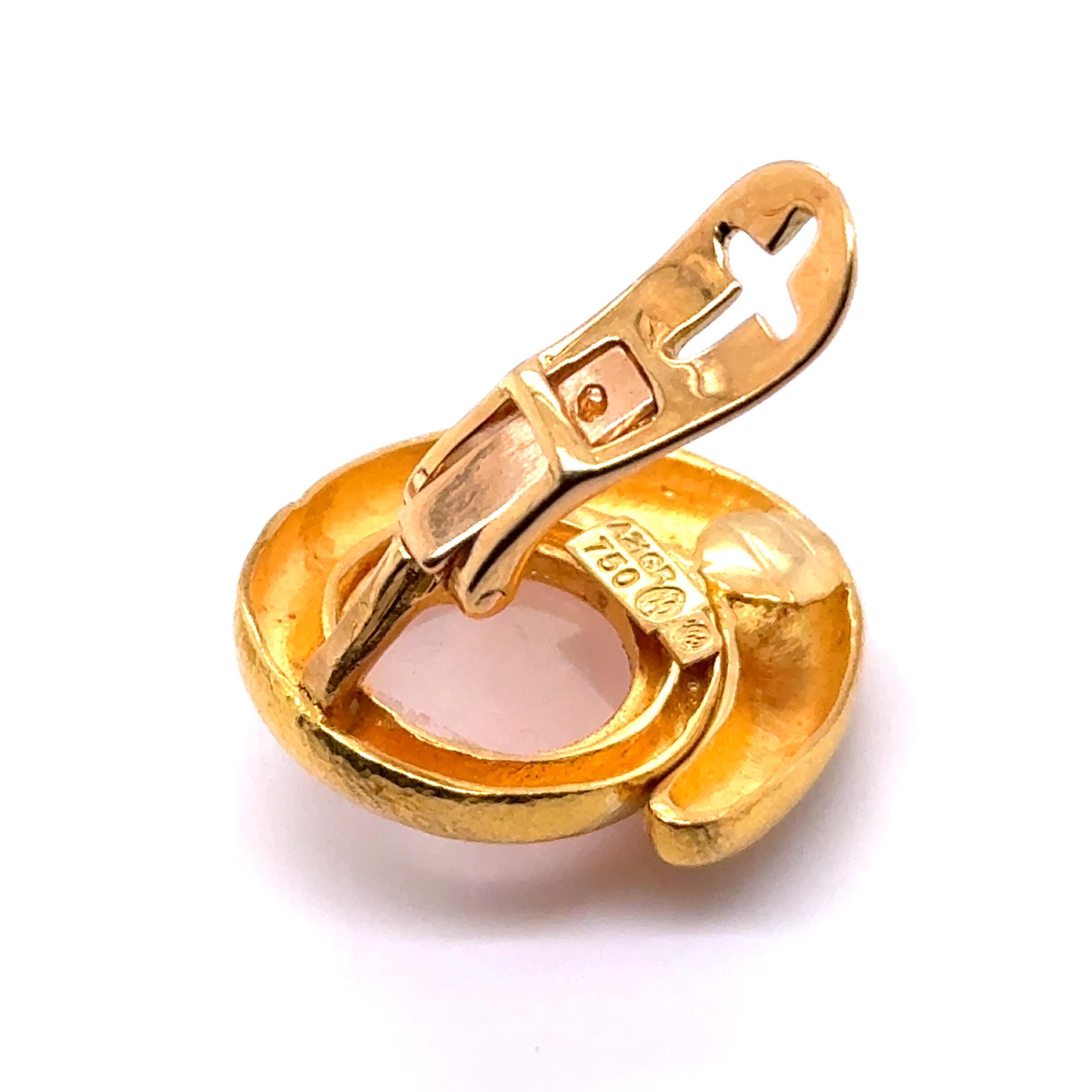 Clip-on Earrings with Rose Quartz in 18 Karat Yellow Gold by Ilias Lalaounis For Sale 1