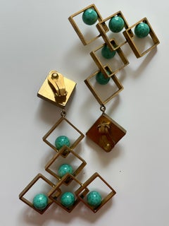 Clip on Geometric Brass-colored Earrings