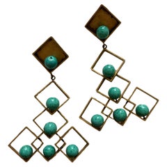 Clip on Geometric Brass-colored Earrings