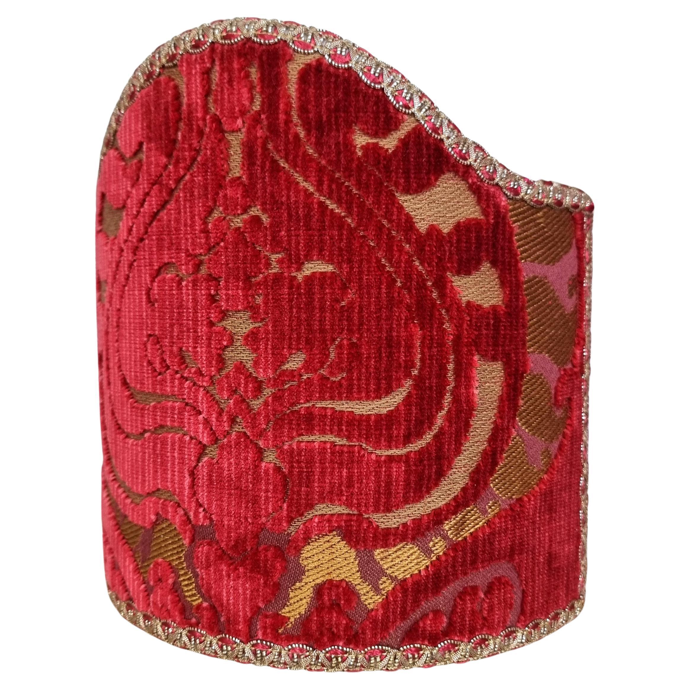 Italian Clip-on Lampshade Luigi Bevilacqua Heddle Velvet Red Torcello Pattern For Sale