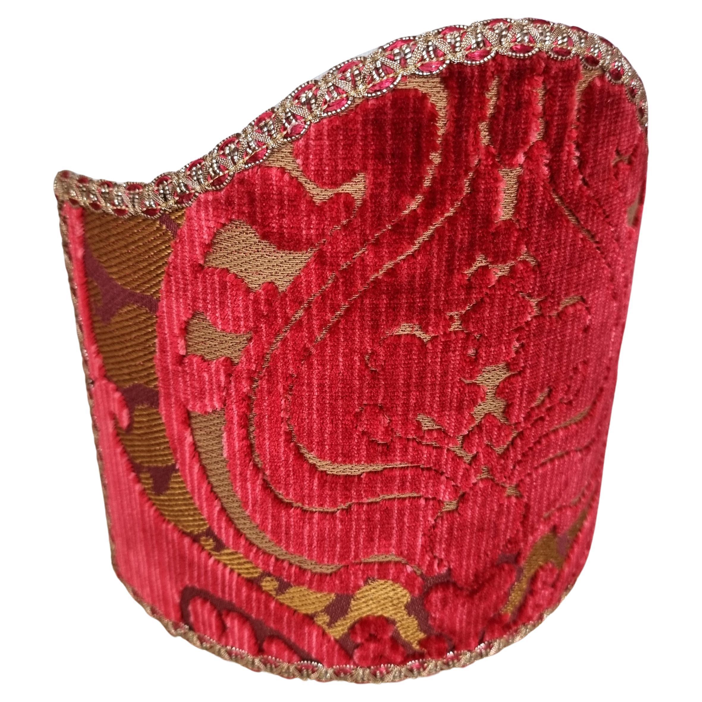 Clip-on Lampshade Luigi Bevilacqua Heddle Velvet Red Torcello Pattern In New Condition For Sale In Venezia, IT
