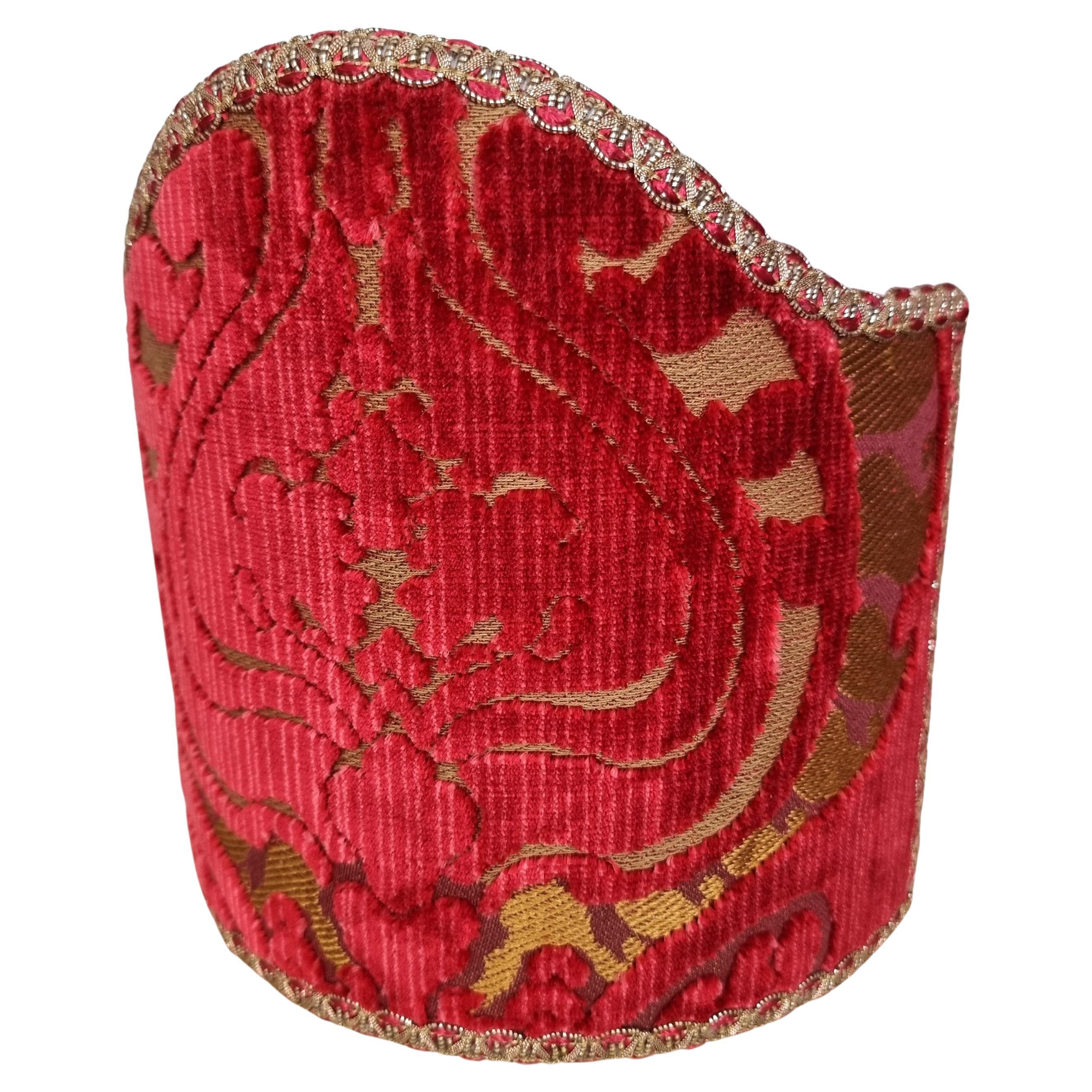 Contemporary Clip-on Lampshade Luigi Bevilacqua Heddle Velvet Red Torcello Pattern For Sale