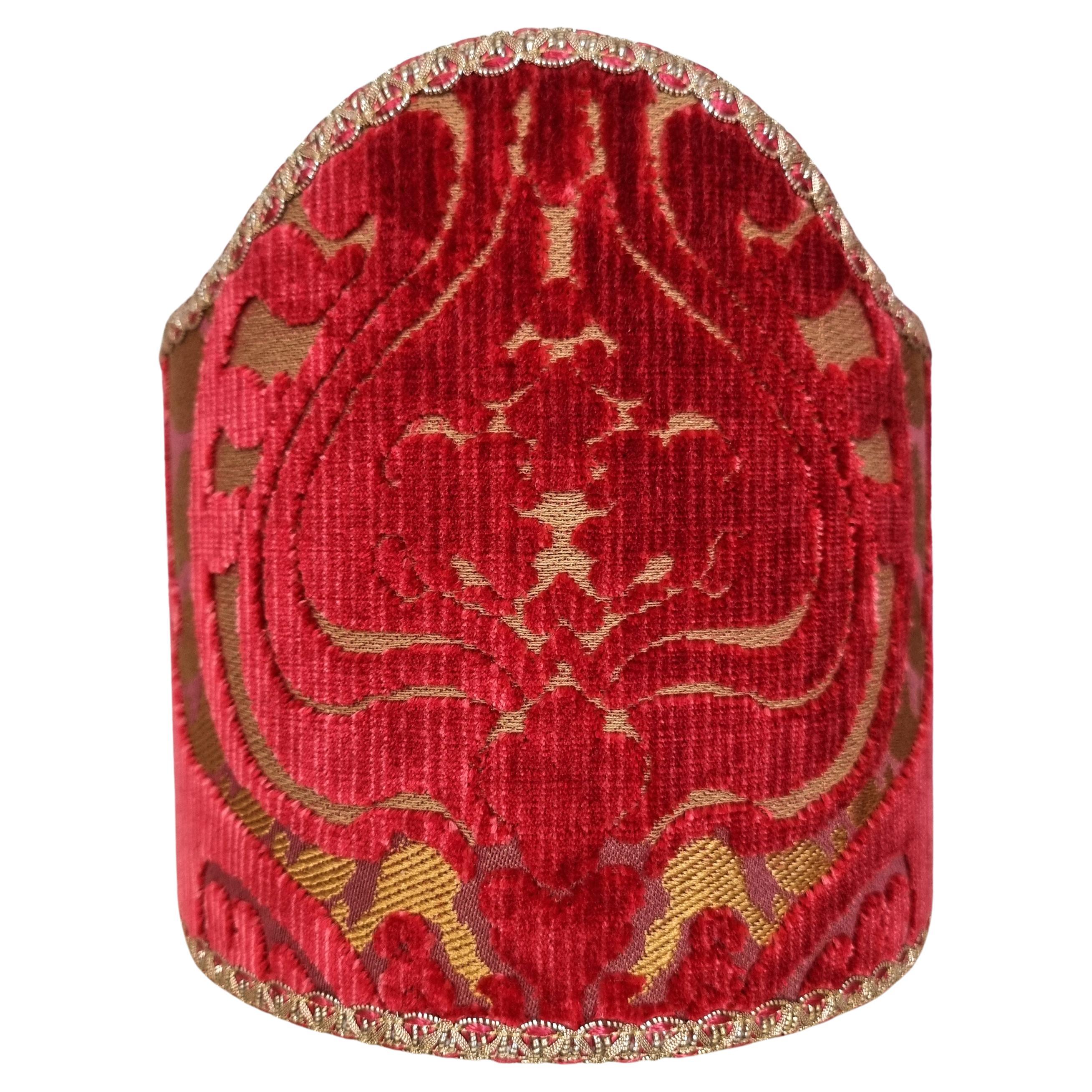 Clip-on Lampshade Luigi Bevilacqua Heddle Velvet Red Torcello Pattern For Sale