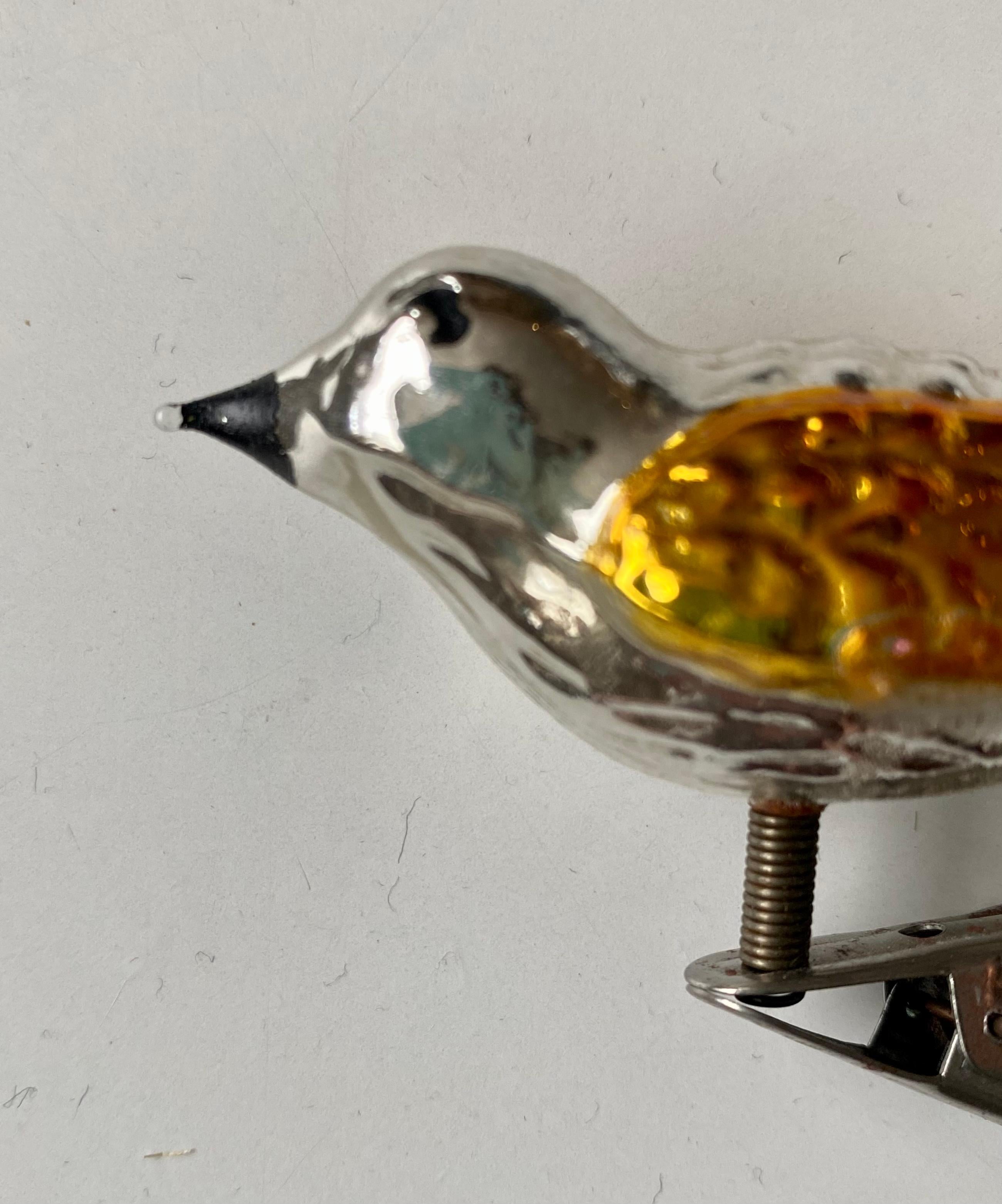 Glass Clip-on Midcentury Birds, Christmas ornaments, ca. 1960s