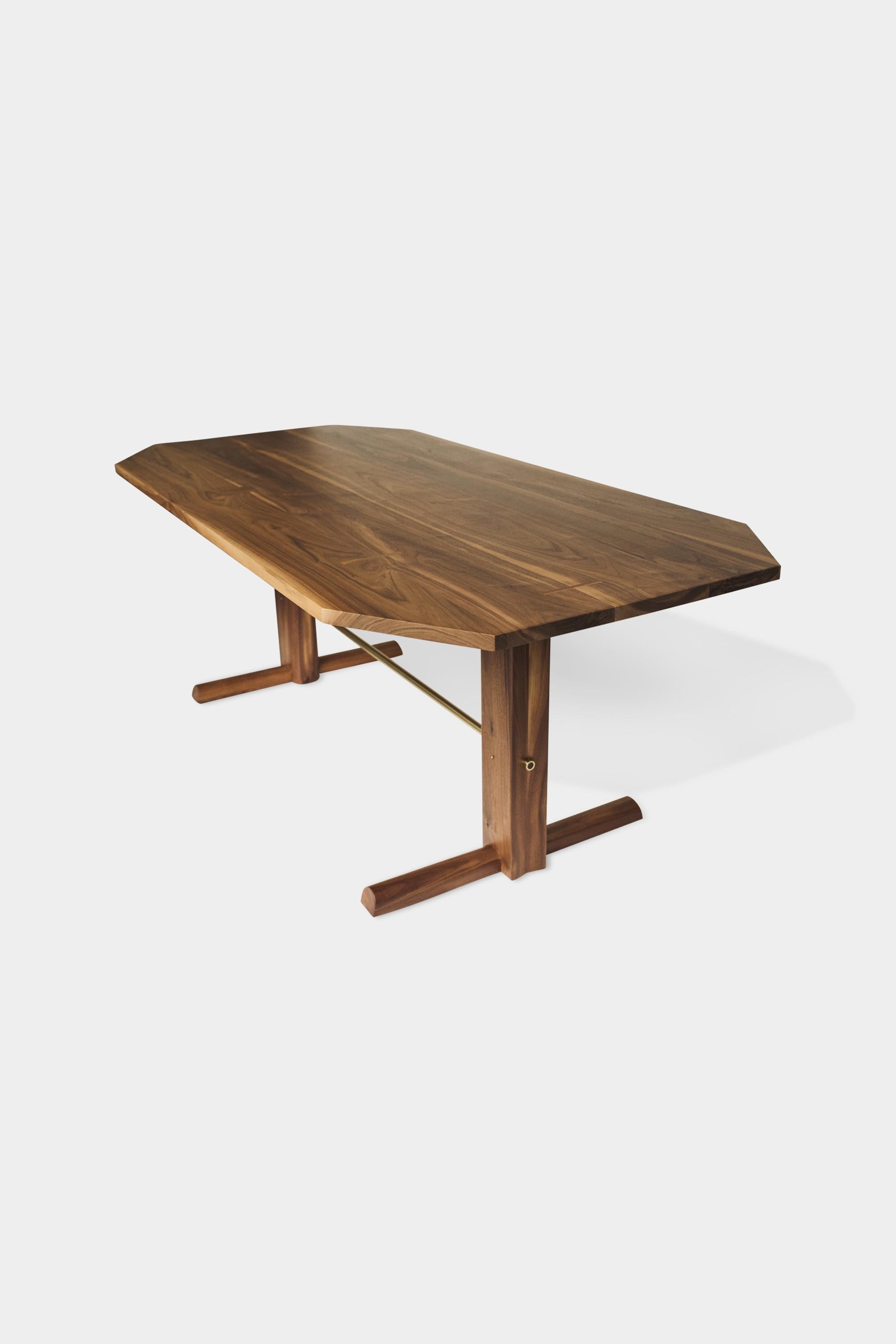 Clipped Corner BRIG Dining Table in Walnut In New Condition For Sale In North Hollywood, CA