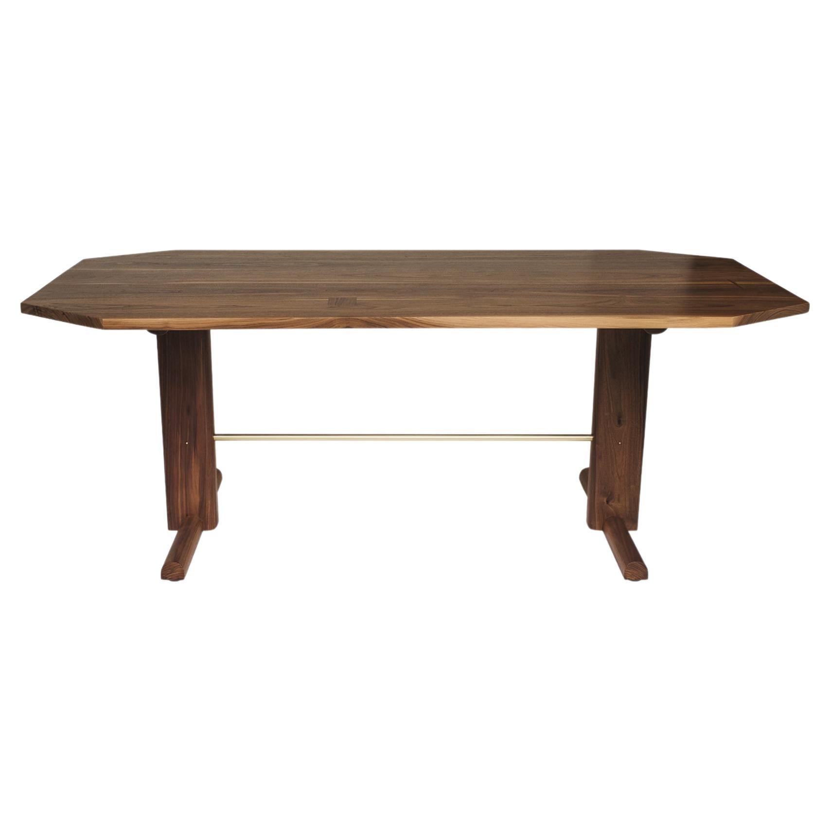Clipped Corner BRIG Dining Table in Walnut For Sale