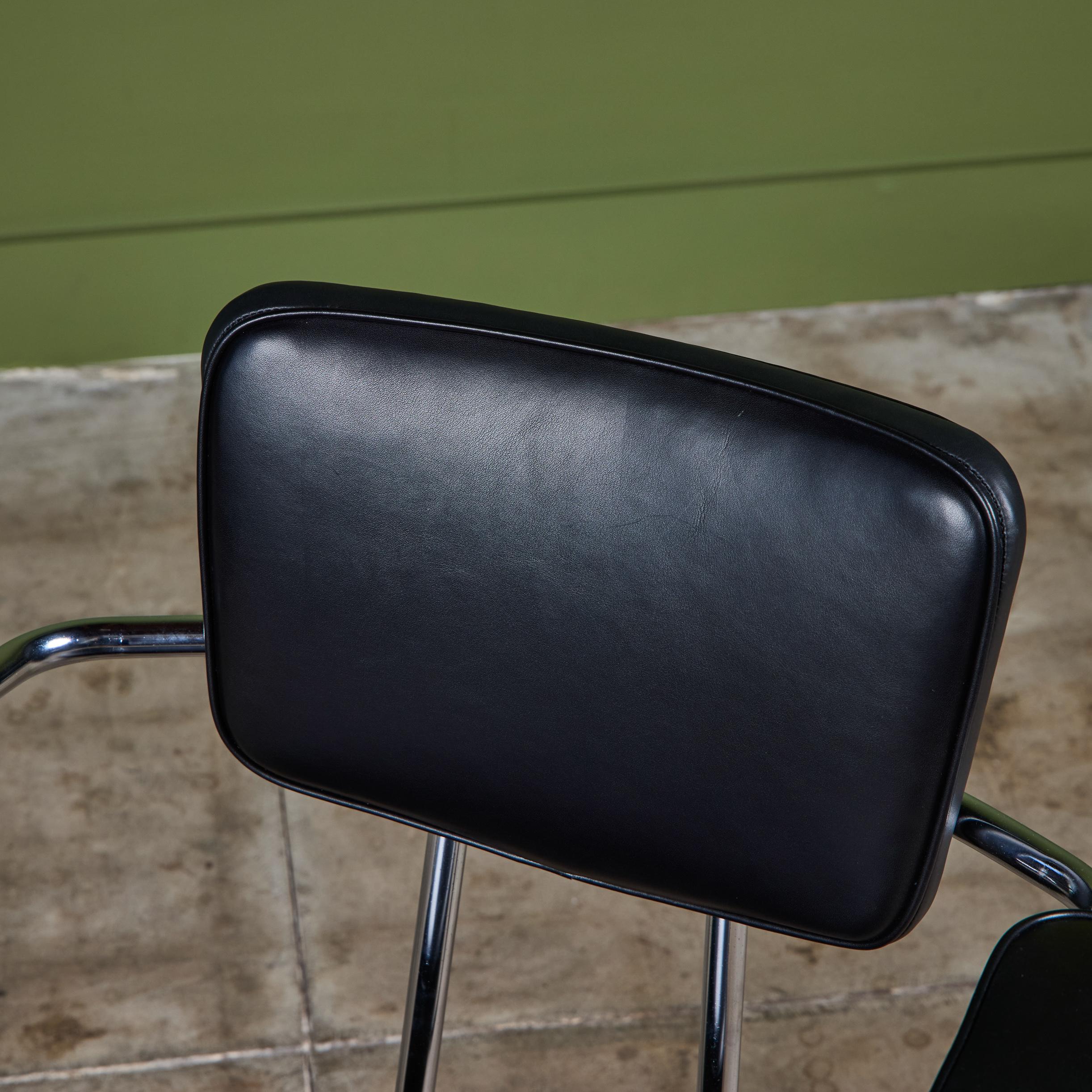 Sedia da ufficio Clipper in pelle nera in vendita 5