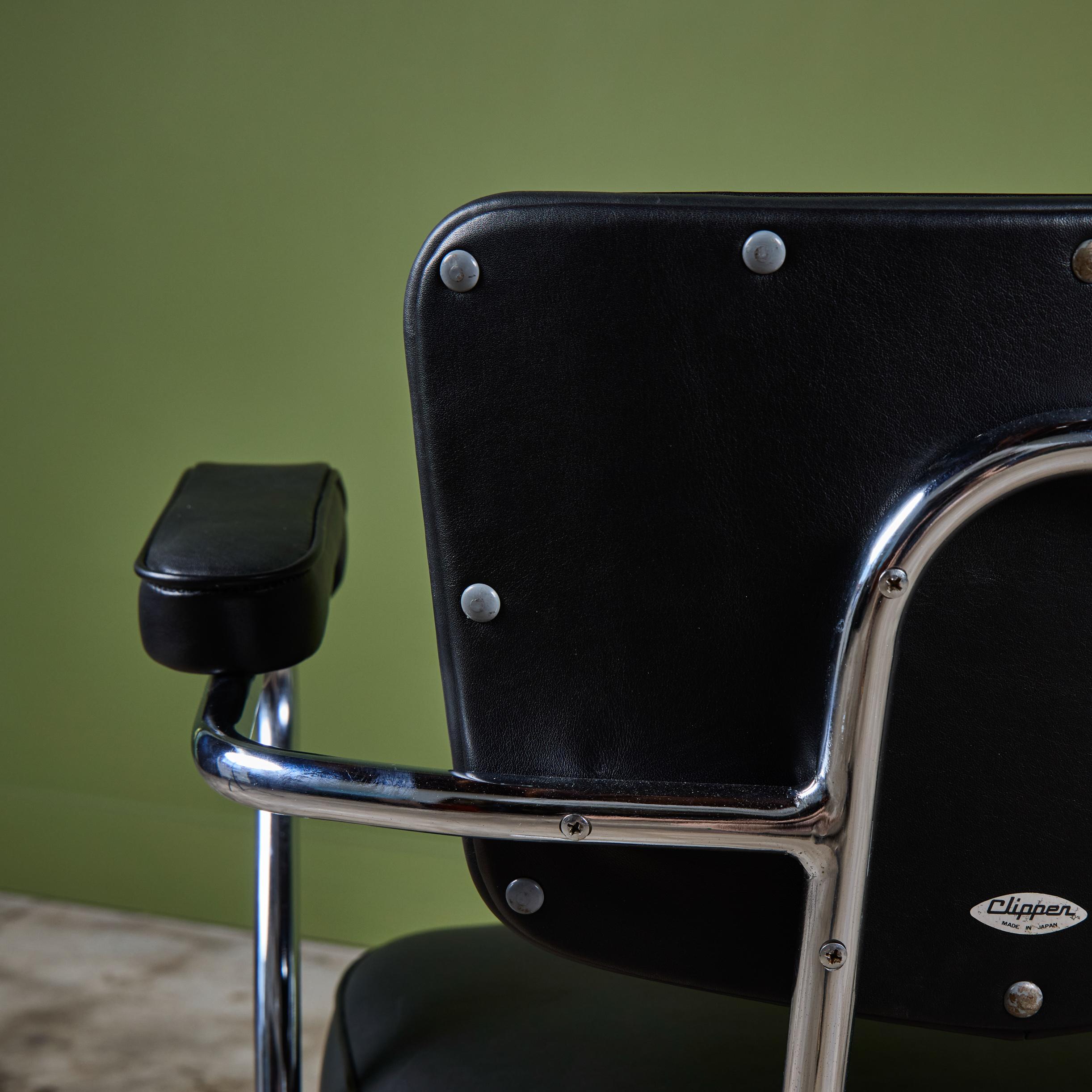 Sedia da ufficio Clipper in pelle nera in vendita 8