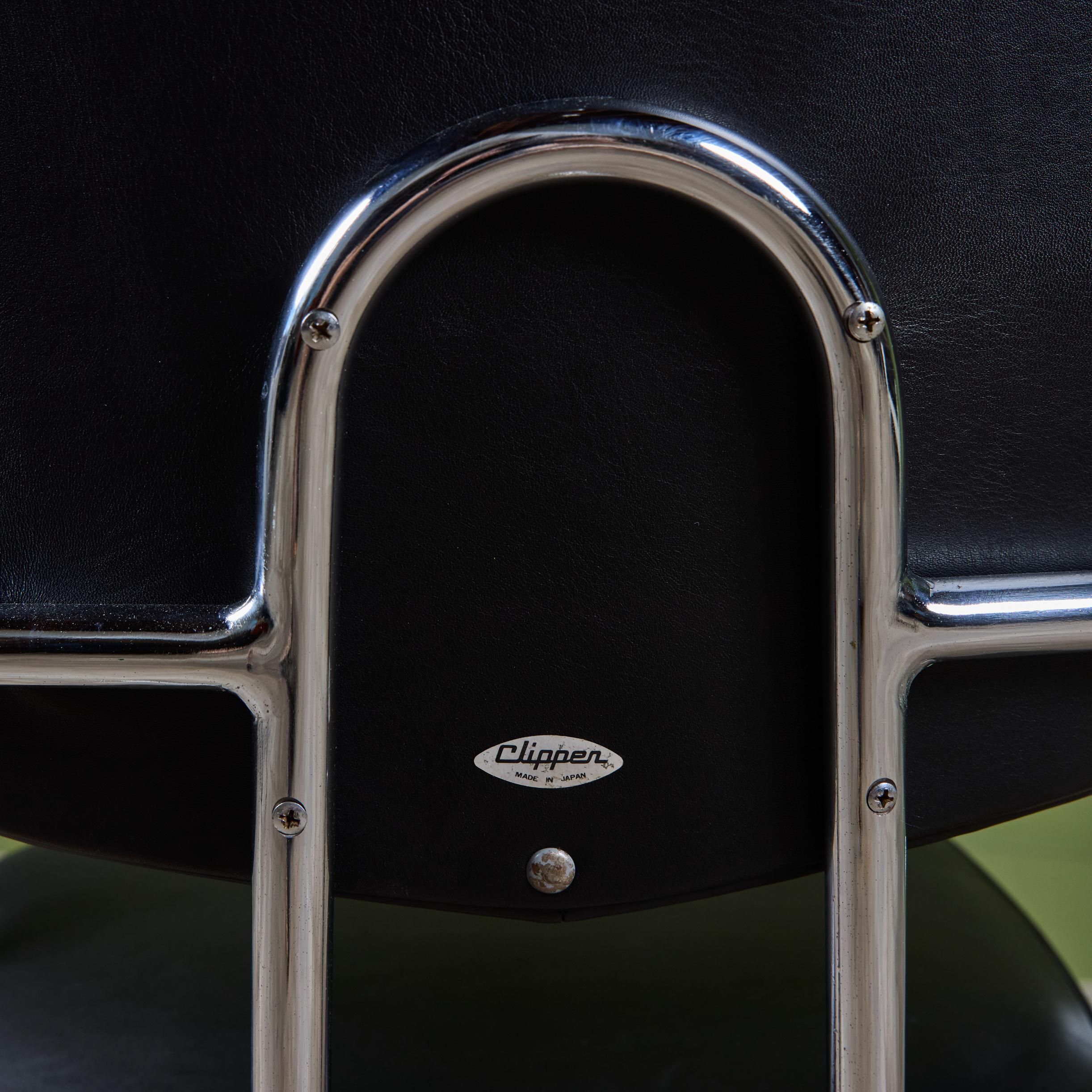 Sedia da ufficio Clipper in pelle nera in vendita 12