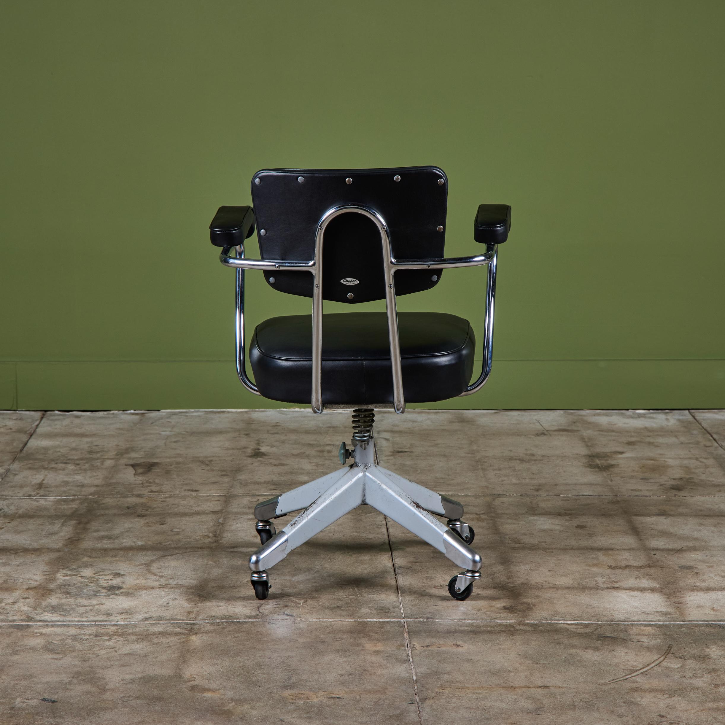 Pelle Sedia da ufficio Clipper in pelle nera in vendita