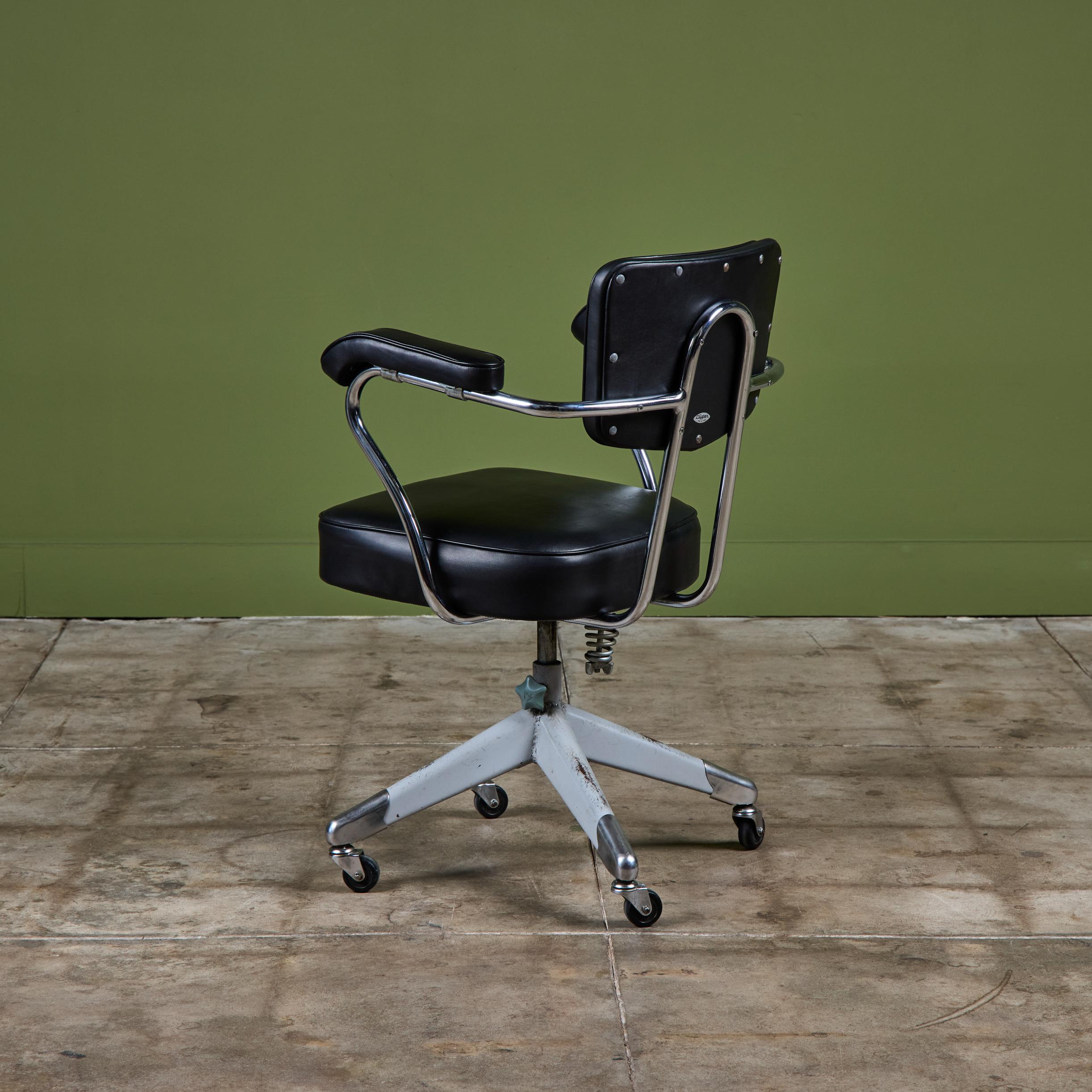 Sedia da ufficio Clipper in pelle nera in vendita 1