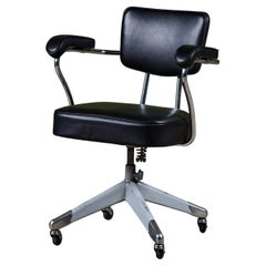 Sedia da ufficio Clipper in pelle nera