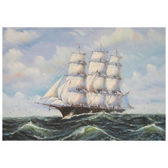 Retro Clipper Ship Painting