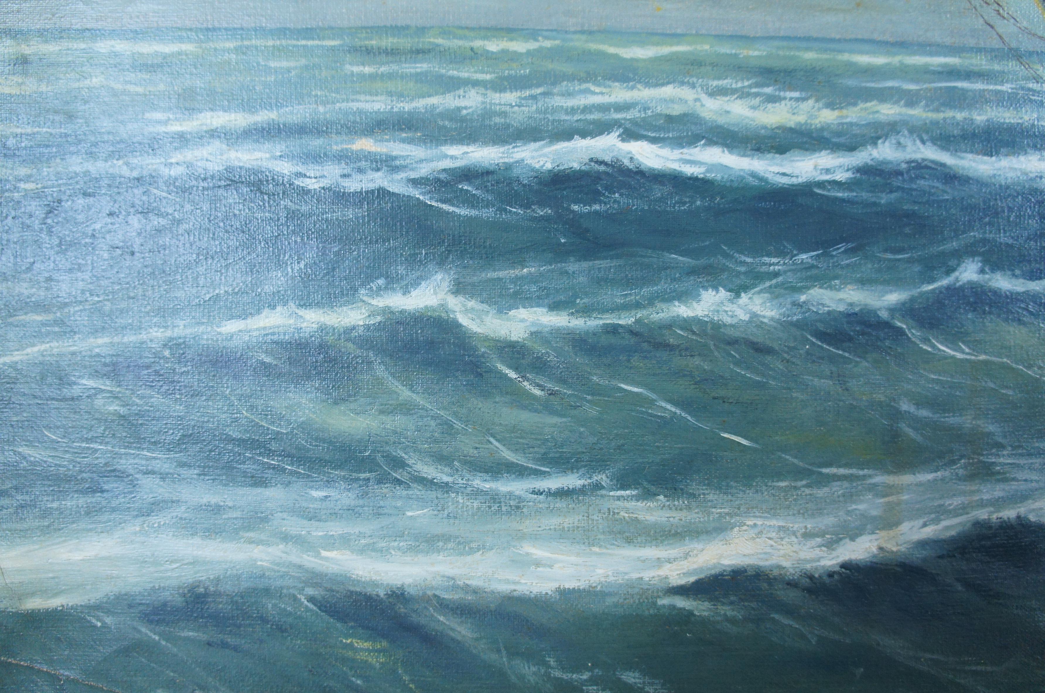 Clipper Ship Seascape Oil Painting by Winnifred Ocean Nautical Maritime 3