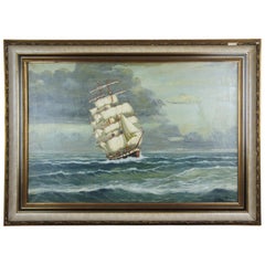 Clipper Ship Seascape Oil Painting by Winnifred Ocean Nautical Maritime
