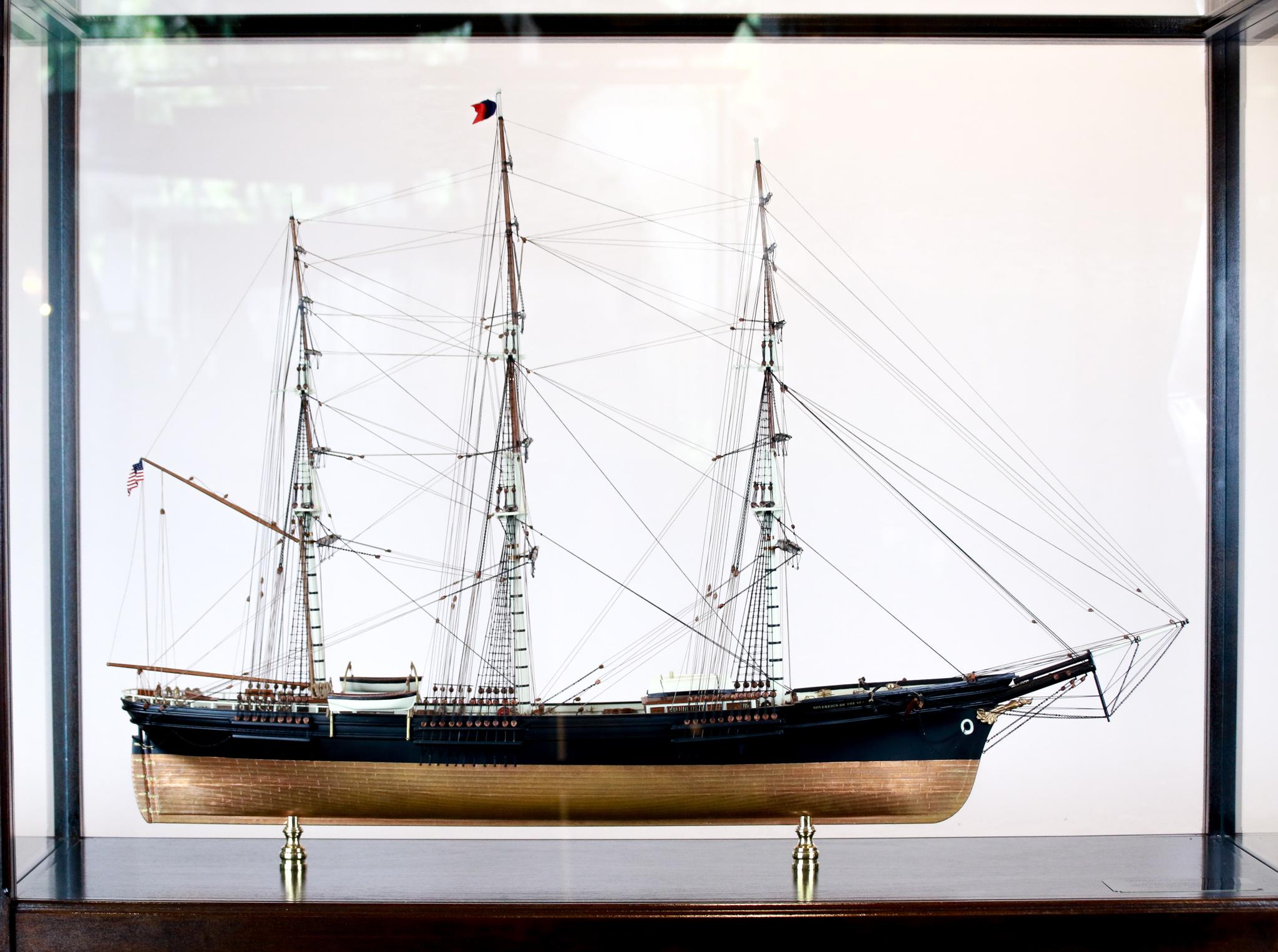 The fastest ship ever built. California clipper Sovereign of the Seas model. The Sovereign of the Seas was built in 1852 by renowned ship builder Donald McKay at his yard in East Boston. (September 4, 1810, September 20, 1880). In 1854 she recorded
