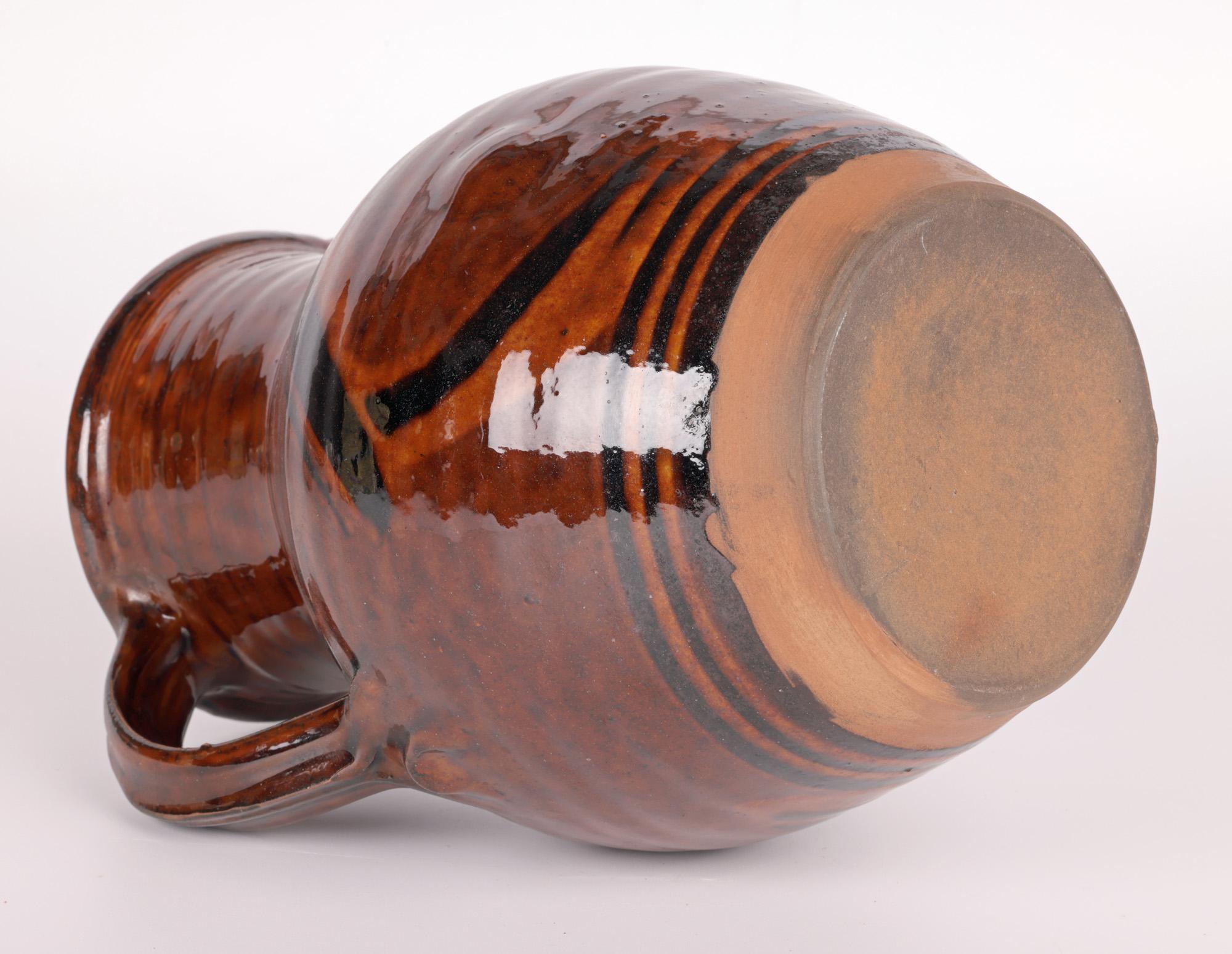 Clive Bowen Studio Pottery Slip Trailed Honey Glazed Jug For Sale 2
