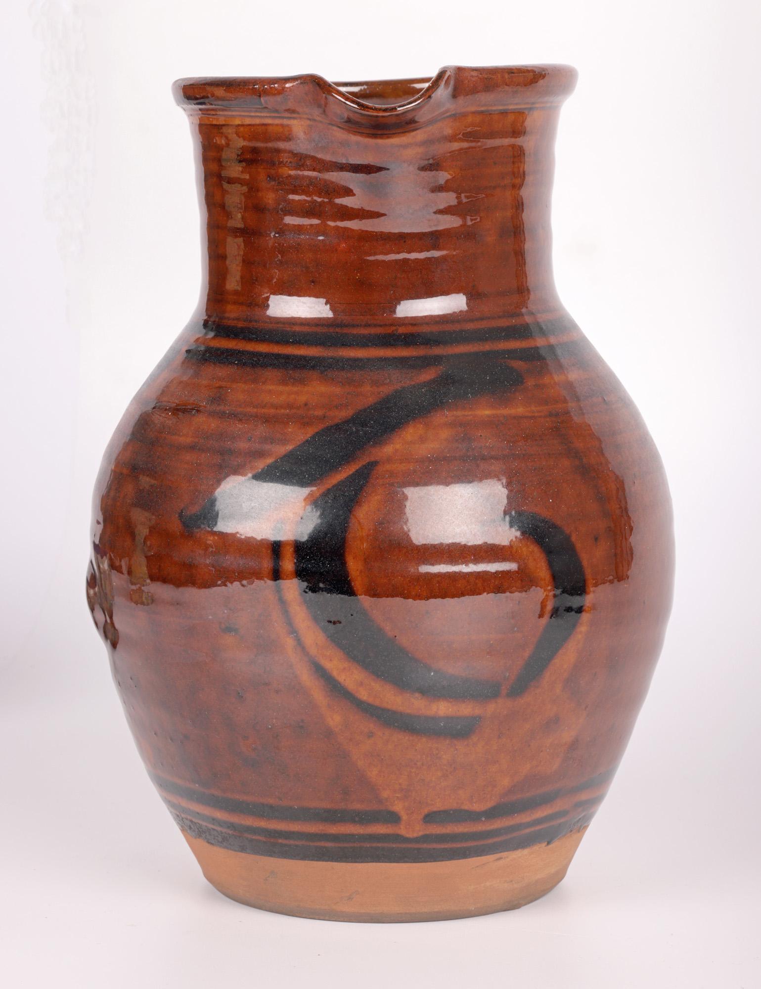 Clive Bowen Studio Pottery Slip Trailed Honey Glazed Krug im Angebot 5